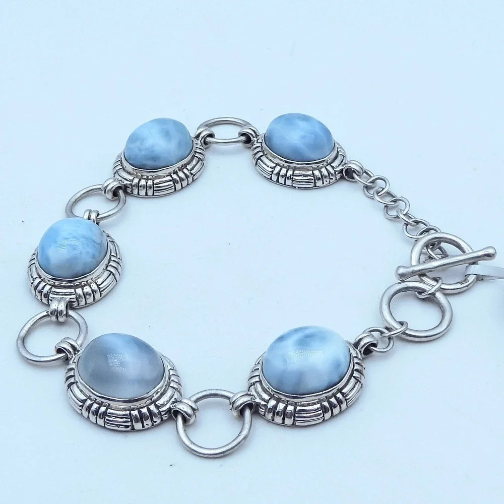 Bali Legacy Sterling Silver 925 Blue Larimar 34ctw Cabochon Toggle 7